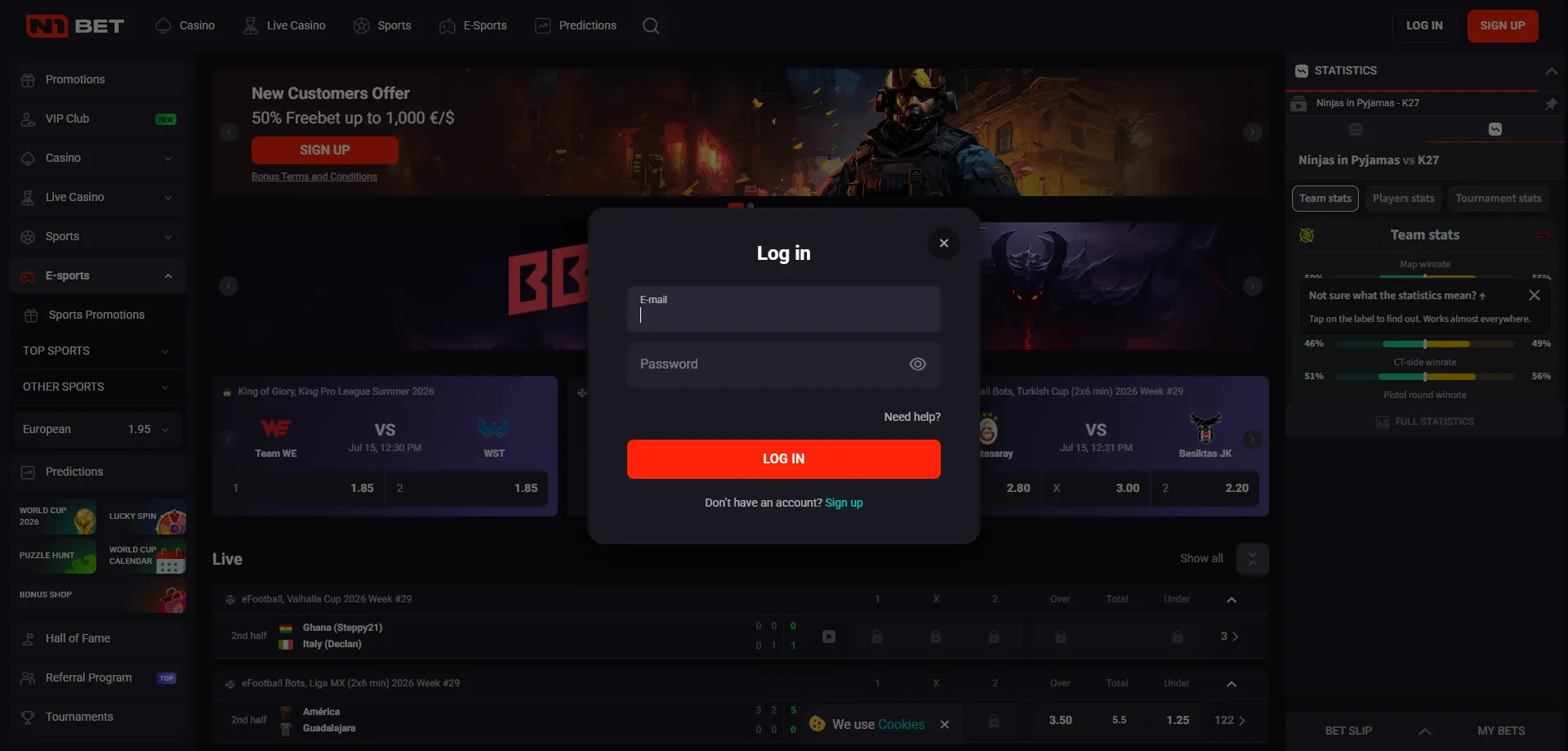 N1Bet Casino Australia login and account registration page